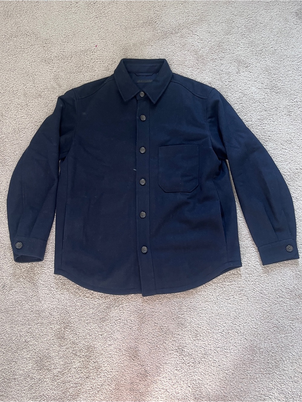 Men's Uniqlo Navy Button-Up Shirt Jacket